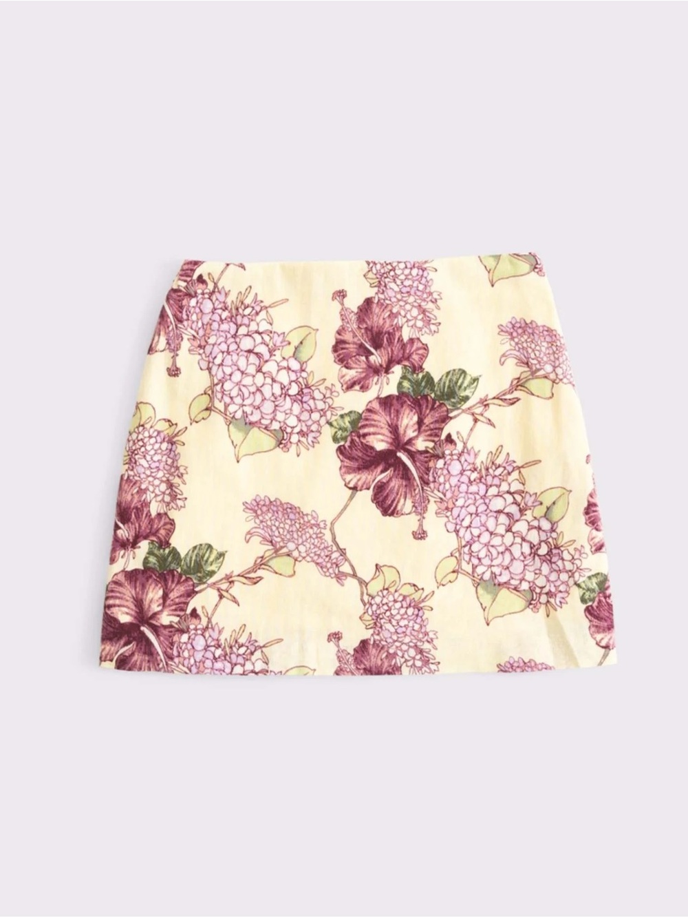 Floral Print Mini Skirt - Cream with Pink Floral
